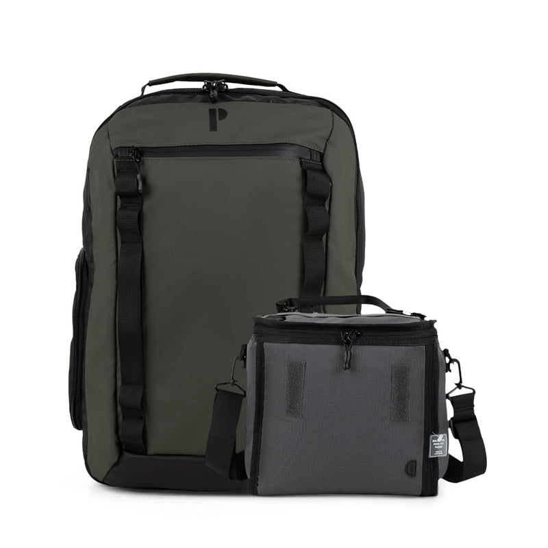 Mochila Ankara Verde/Negro + Cooler Cario Gris